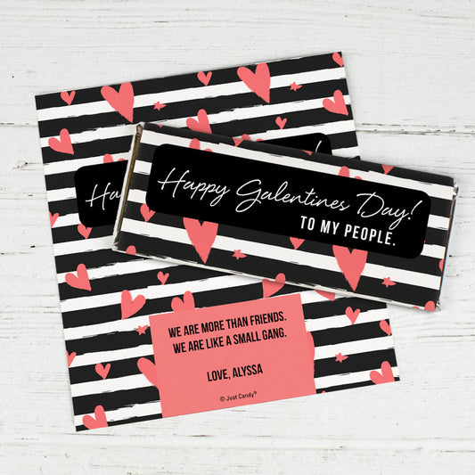 Personalized Valentine's Day Heart Stripes Chocolate Bar Wrapper Only