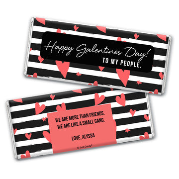 Personalized Valentine's Day Heart Stripes Chocolate Bar and Wrapper