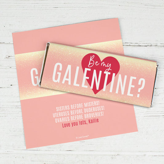 Personalized Valentine's Day Be My Galentine Chocolate Bar Wrapper Only