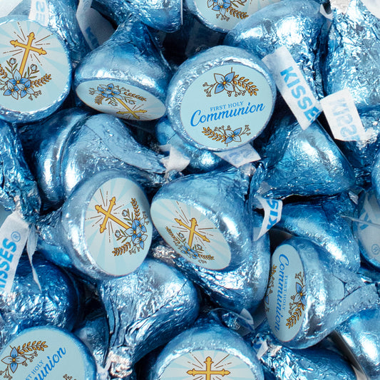 Blue Communion Stickered Hershey's Kisses