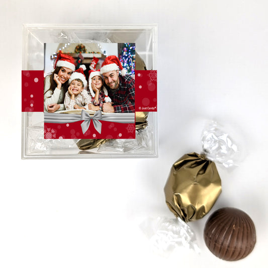 Personalized Christmas JUST CANDY favor cube with Dubai Truffles - Add Your Photo