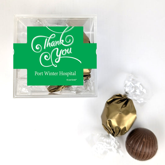 Personalized Thank You JUST CANDY favor cube with Dubai Truffles - Swirls