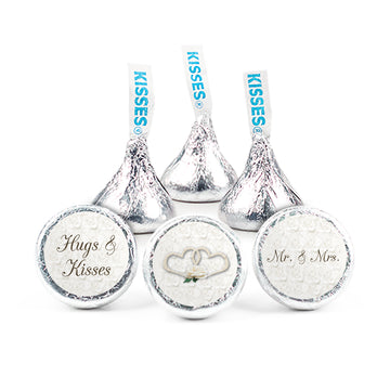 Wedding Hershey's Kiss Stickers "Hugs and Kisses" 3/4" 1 Sheet - 108 Stickers