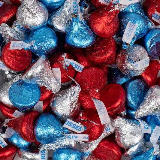 Red, Blue, & Silver Hershey's Kisses Foil Wrapped Bulk Chocolate